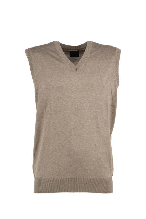 Oppland Erkek V Yakalı Düz Renk Klasik Model Rahat Kesim Tam Kalıp Ince Yünlü Dokuma Süveter Sütlü Kahverengi S - Image 1