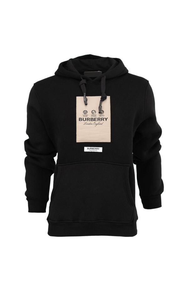 Oppland Erkek Kışlık London Premium Pamuklu Kumaş Üç İplik Kapüşonlu Kanguru Cepli Sweatshirt Siyah M - Image 1