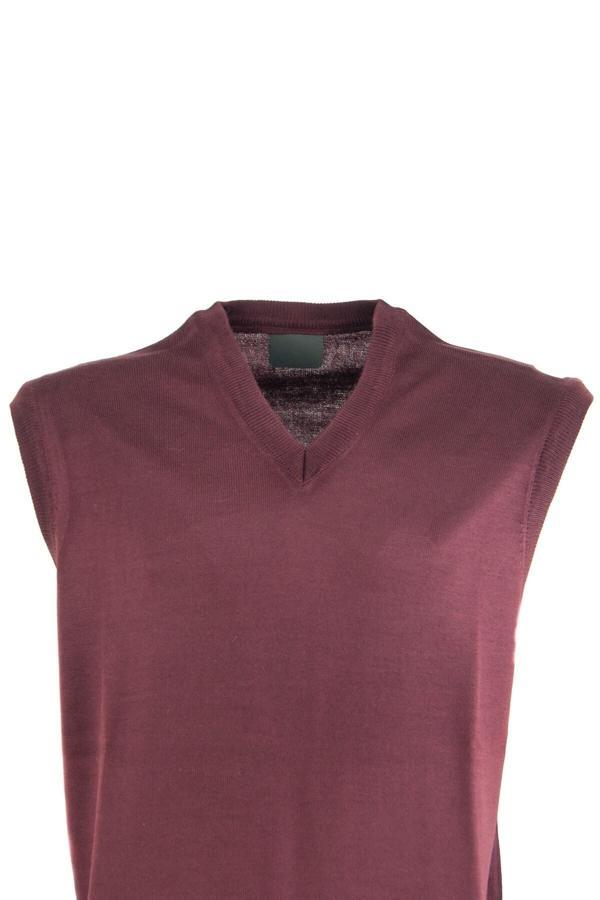 Oppland Erkek V Yakalı Düz Renk Klasik Model Rahat Kesim Tam Kalıp Ince Yünlü Dokuma Süveter Bordo S - Image 1