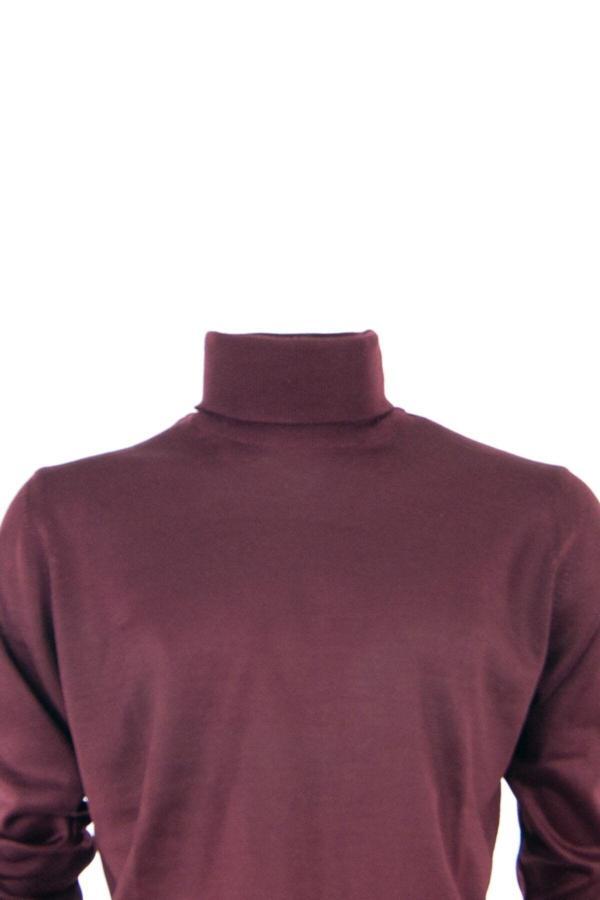 Oppland Erkek Uzun Kollu Tam Boğazlı Yaka Klasik Model Rahat Kesim Tam Kalıp Yünlü Dokuma Kazak Bordo 2XL - Image 1