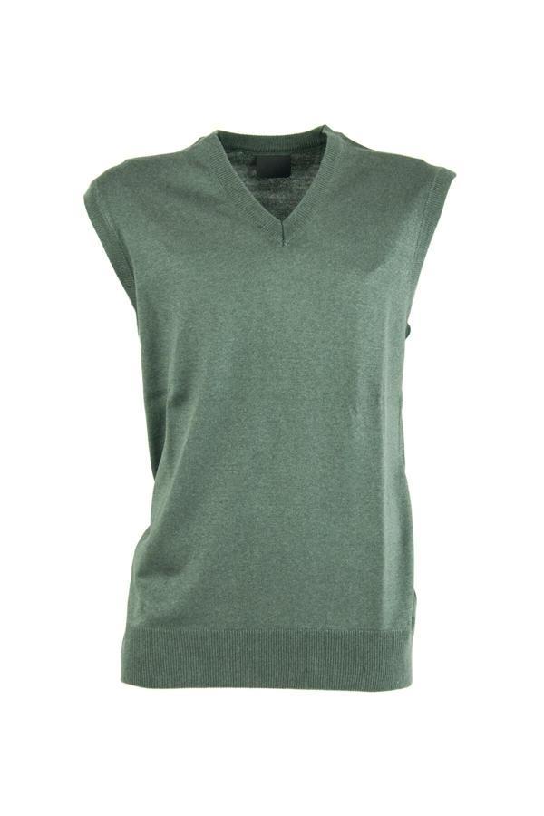 Oppland Erkek V Yakalı Düz Renk Klasik Model Rahat Kesim Tam Kalıp Ince Yünlü Dokuma Süveter Yeşil S - Image 1