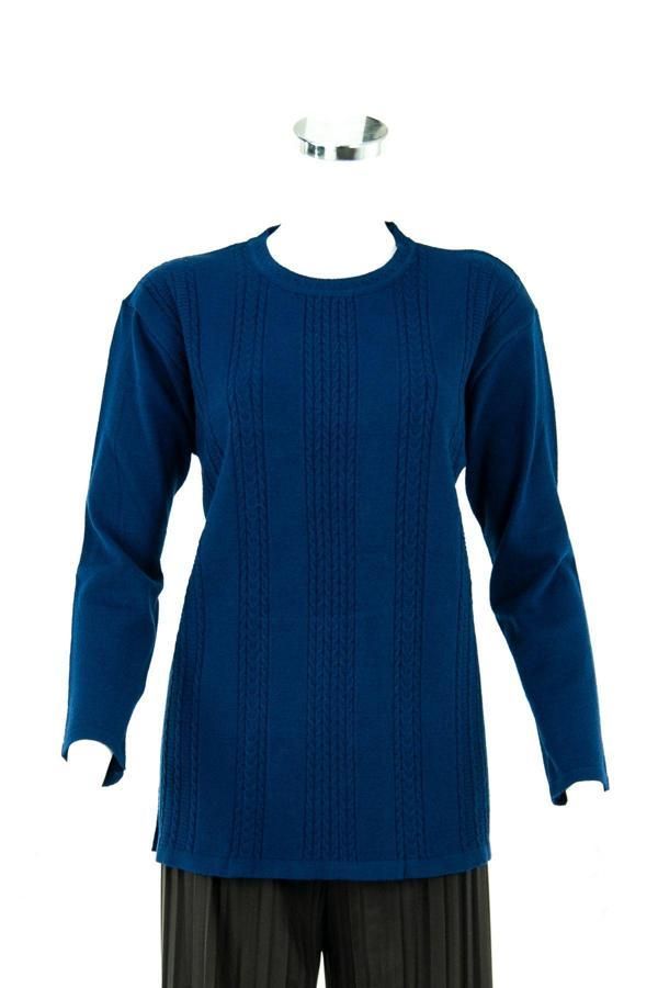 Oppland Kadın Parlement Mavi Kışlık Normal Kesim Likralı Pamuklu Kardelen Dokuma Anne Kazak Parlament Mavi L - Image 1