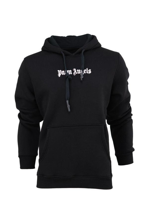 Oppland Erkek Kışlık Palm Premium Pamuklu Kumaş Üç İplik Kapüşonlu Kanguru Cepli Sweatshirt Regular Siyah S - Image 1