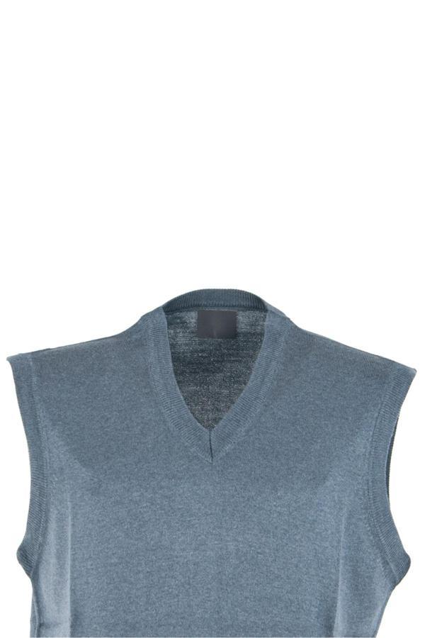 Oppland Erkek V Yakalı Düz Renk Klasik Model Rahat Kesim Tam Kalıp Ince Yünlü Dokuma Süveter Mavi S - Image 1