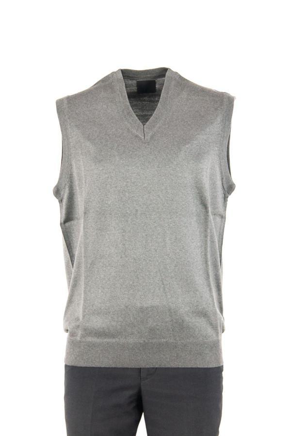 Oppland Erkek V Yakalı Düz Renk Klasik Model Rahat Kesim Tam Kalıp Ince Yünlü Dokuma Süveter Gri S - Image 1