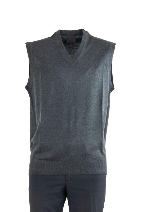 Oppland Erkek V Yakalı Düz Renk Klasik Model Rahat Kesim Tam Kalıp Ince Yünlü Dokuma Süveter Antrasit S - Image 1