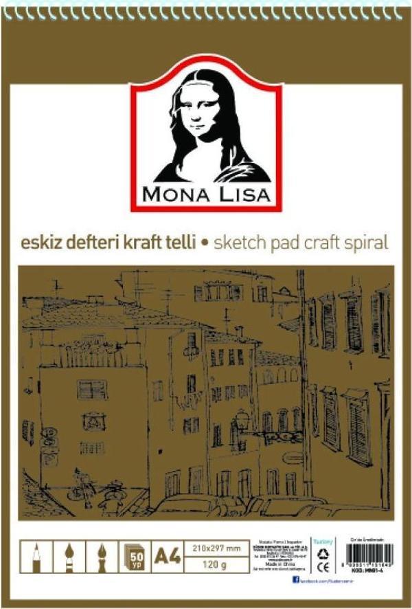 Südor Monalisa A4 Eskiz Defteri Telli Kraft 100 Gram 50 Yaprak Mn01-4 - Image 1
