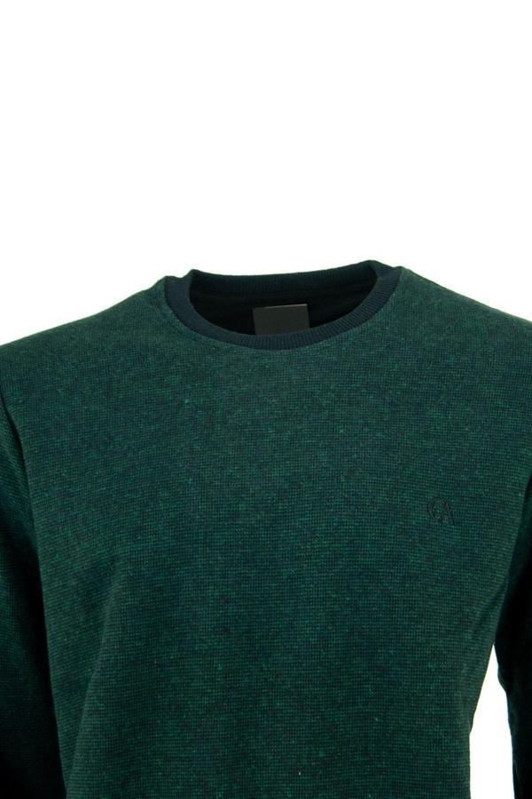 Oppland Erkek Kışlık Düğmeli Bisiklet Yaka Armalı Uzun Kollu Kırçıllı Şardonlu Pamuklu Dokuma Kazak Haki 2XL - Image 1