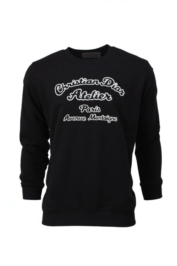 Oppland Erkek Mevsimlik Pamuklu Kumaş İki İplik Sweatshirt Logolu Model Regular Fit Siyah L - Image 1
