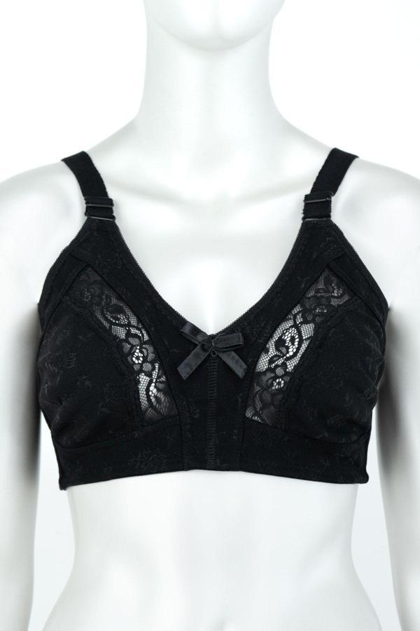 Oppland Kadın Mevsimlik Üç Kademeli Kopçeli Numaralı Viyonklu Dantelli Biyeli Rahat Kalıp Sütyen Siyah 95 - Image 1