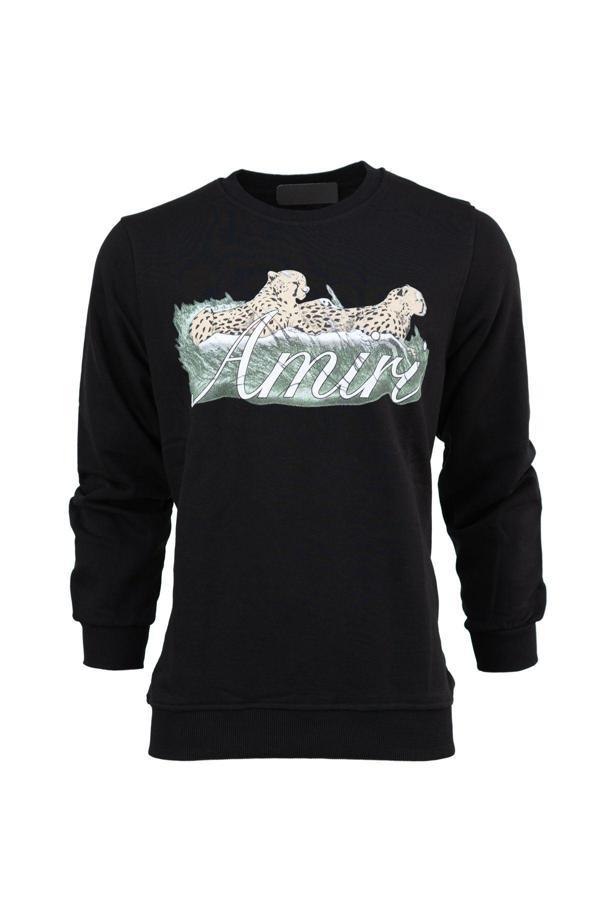 Oppland Erkek Mevsimlik Amir Premium Pamuklu Kumaş İki İplik Sweatshirt Logolu Model Regular Fit Siyah 2XL - Image 1