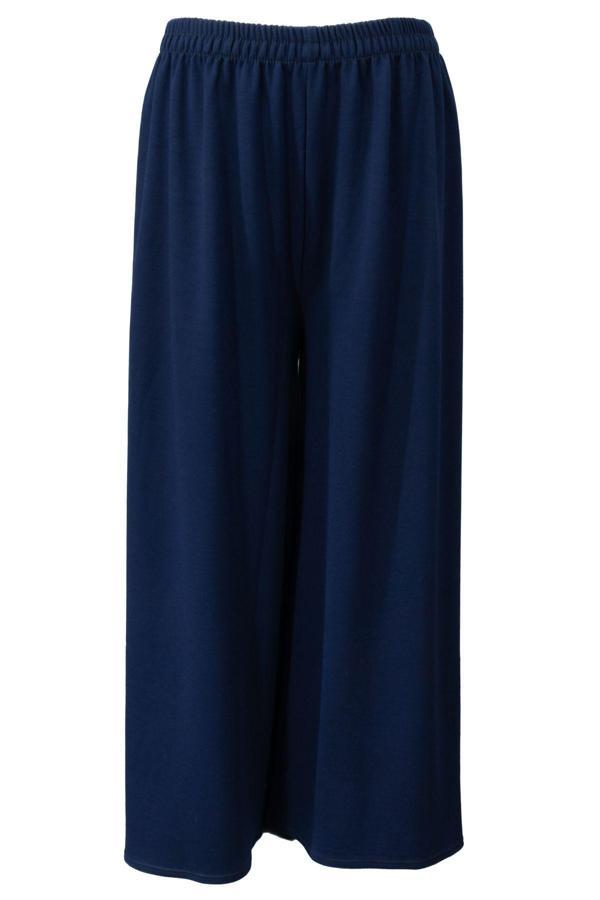 Oppland Kadın Kışlık Pantolon Duble Kumaş Beli Lastikli Jumbo Battal Beden Rahat Kesim Tam Kalıp Lacivert Standart - Image 1