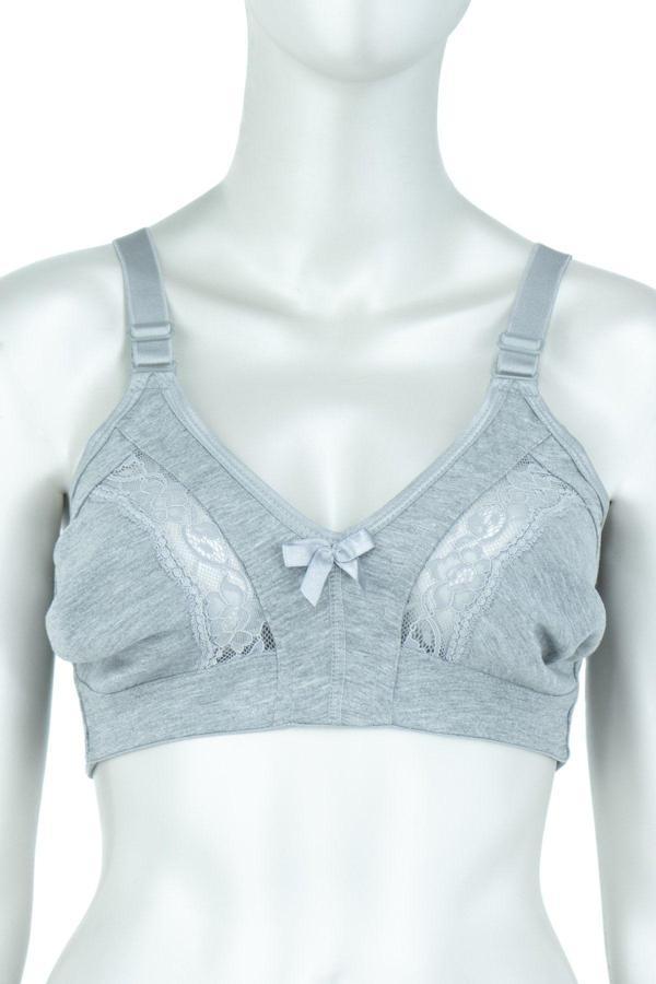 Oppland Kadın Mevsimlik Üç Kademeli Kopçeli Viyonklu Dantelli Rahat Kalıp Biyeli Penye Kumaş Sütyen Gri 85 - Image 1