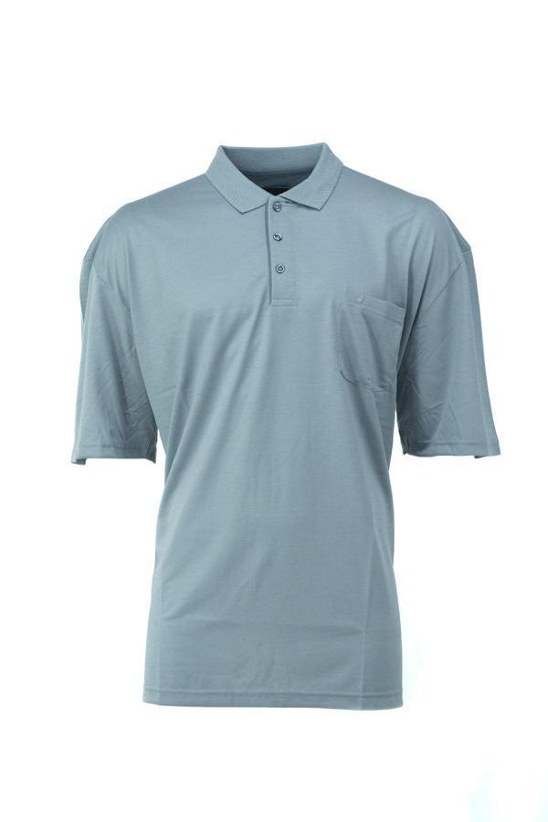 Oppland Erkek Polo Yaka Arma Cepli Kısa Kollu Düz Renk Normal Kesim Premium Pamuklu Kumaş T-Shirt Gri 3XL - Image 1