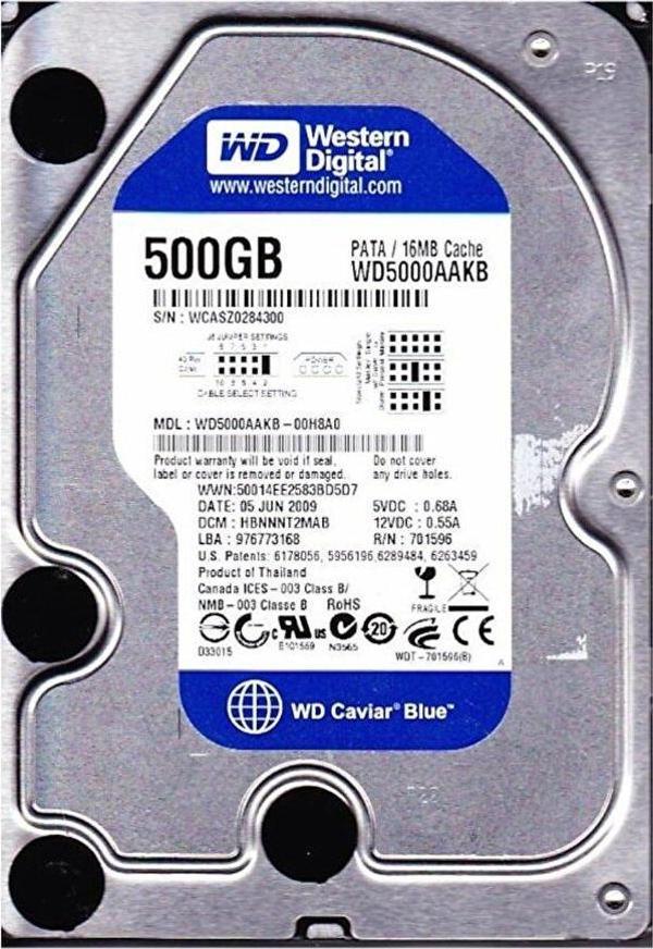 WD Western Digital 500GB 3.5" İde 500GB 7200Rpm 16Mb Wd5000Aakb (Eski Tip İde) Harddisk - Image 1