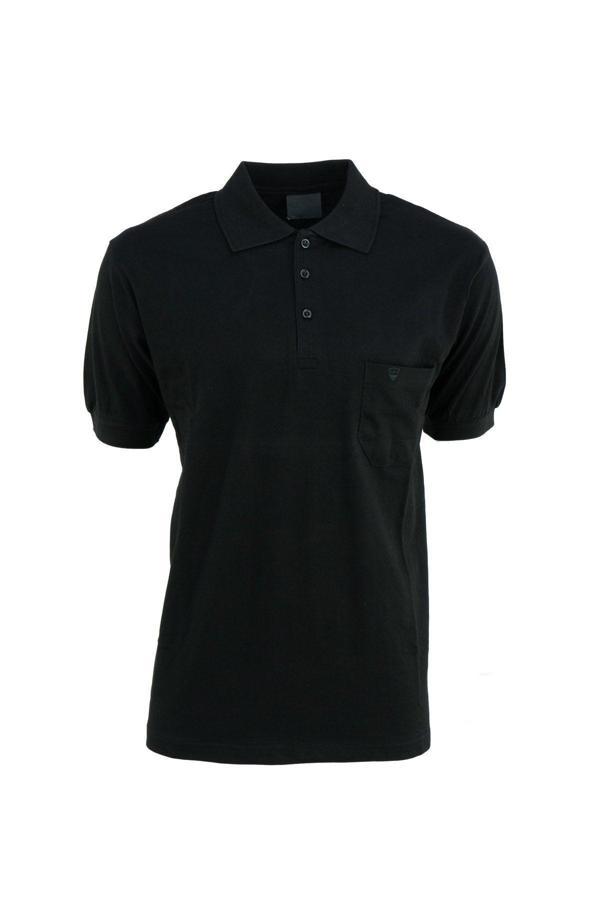 Oppland Erkek Polo Yaka Cepli Kısa Kollu Hilfiger Model Normal Kesim Pamuklu Lakos Kumaş Tişört Siyah 2XL - Image 1