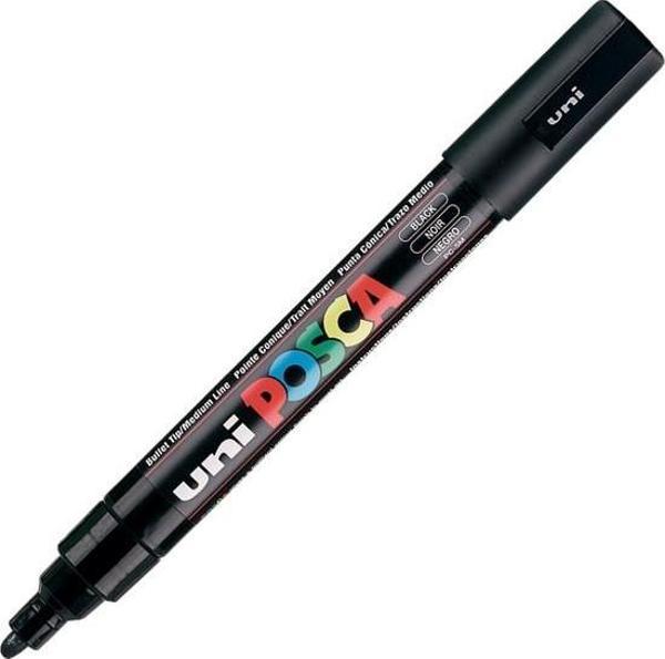 Uni-Ball Markör Boyama Posca Su Bazlı Poster Kalemi 1.8-2.5 Mm Siyah Pc-5M (6 Lı Paket) - Image 1