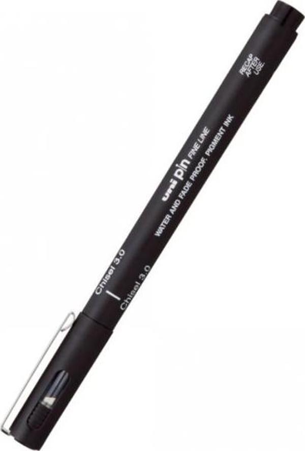 Uni-Ball Pin 2.0 Fine Line Kesik Uçlu Kalem Fine Liner Drawing Pen Siyah PINCS2-200 (12 Li Paket) - Image 1
