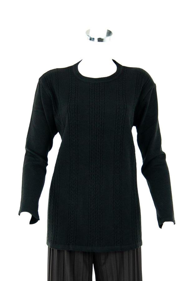 Oppland Kadın Siyah Kışlık Normal Kesim Likralı Pamuklu Kardelen Dokuma Anne Kazak Siyah M - Image 1