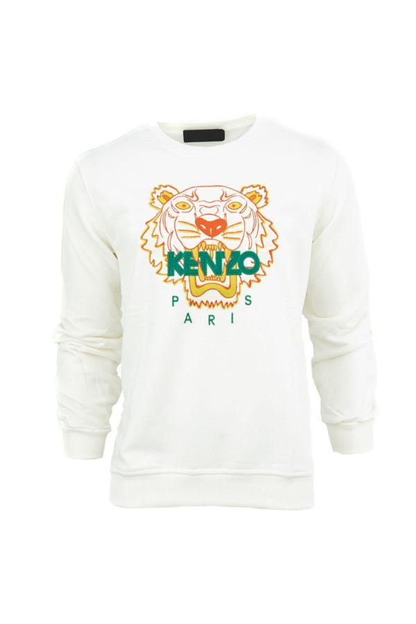 Oppland Erkek Mevsimlik Enzo Premium Pamuklu Kumaş İki İplik Sweatshirt Logolu Model Regular Fit Beyaz L - Image 1