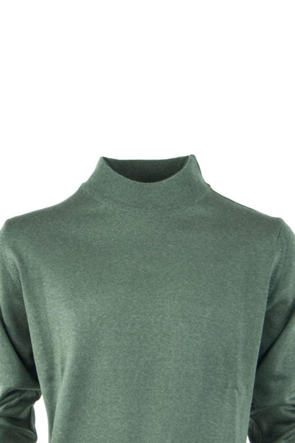 Oppland Erkek Uzun Kollu Yarım Balıkçı Yaka Klasik Model Rahat Kesim Tam Kalıp Yünlü Dokuma Kazak Yeşil S - Image 1