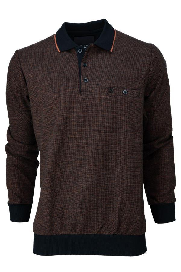 Oppland Erkek Kışlık Polo Yaka Kazak Pamuklu Örme Klasik Pıtırcık Selanik Düğmeli Fleto Cepli Rahat Royal 3XL - Image 1