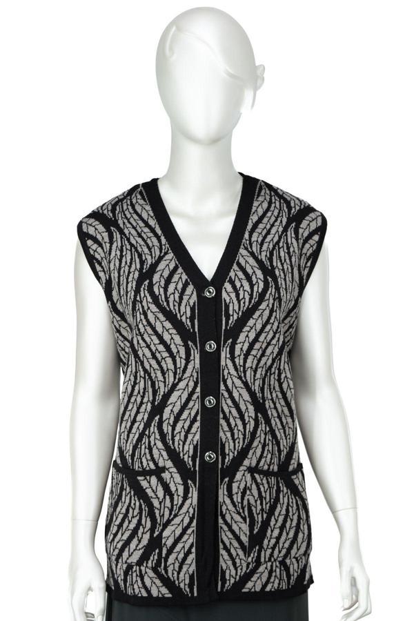 Oppland Kadın Kışlık Yünlü Örme Anne Yelek V Yaka Kırlangıç Motifli Çift Cepli Düğmeli Tam Kalıp Kahverengi L - Image 1