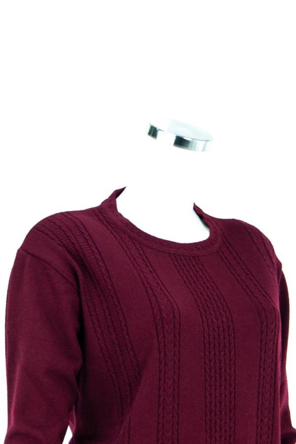 Oppland Kadın Bordo Kışlık Normal Kesim Likralı Pamuklu Kardelen Dokuma Anne Kazak Bordo XL - Image 1