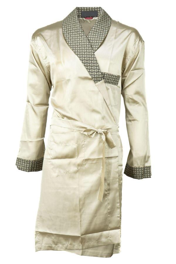 Oppland Erkek Şık Klasik Model Röpteşambır Premium Poplin Kumaş Bres Model Cepli Rob Beli Kuşaklı Kahverengi M - Image 1