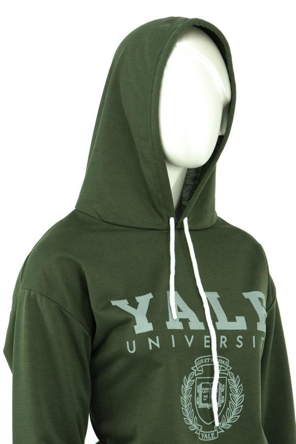 Oppland Kadın Moda Desenli Sportif Rahat Kesim Uzun Kollu Kapüşonlu Sweatshirt Yeşil M - Image 1