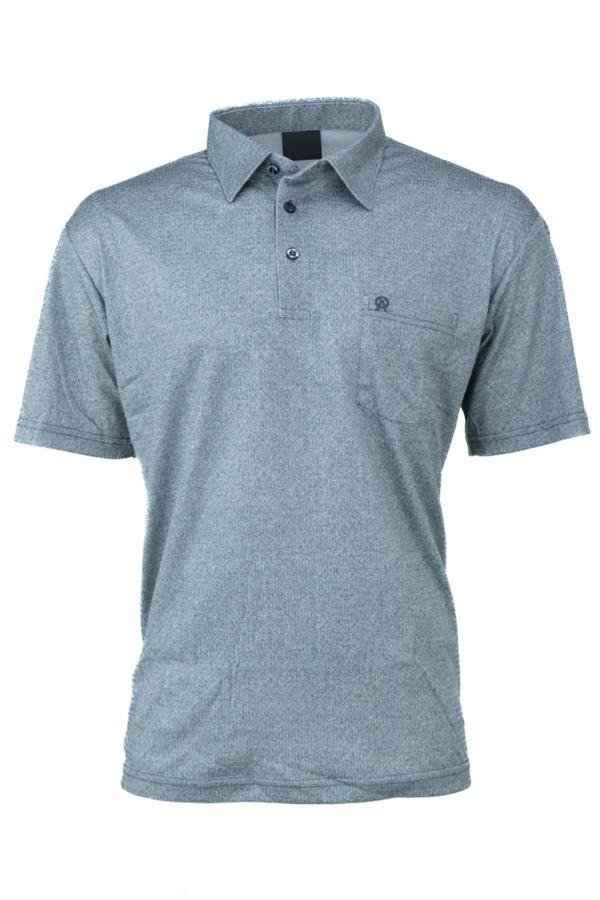 Oppland Erkek Gömlek Yaka Tshirt Cepli Kısa Kollu Carlo Desenli Rahat Kesim Pamuklu Kumaş Yazlık Gri M - Image 1