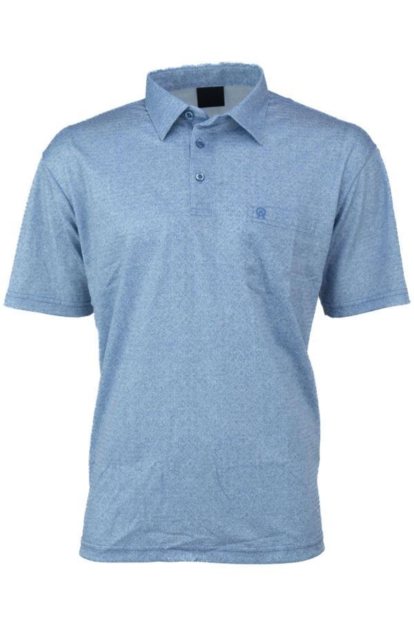 Oppland Erkek Gömlek Yaka Tshirt Cepli Kısa Kollu Carlo Desenli Rahat Kesim Pamuklu Kumaş Yazlık Açık Mavi XL - Image 1