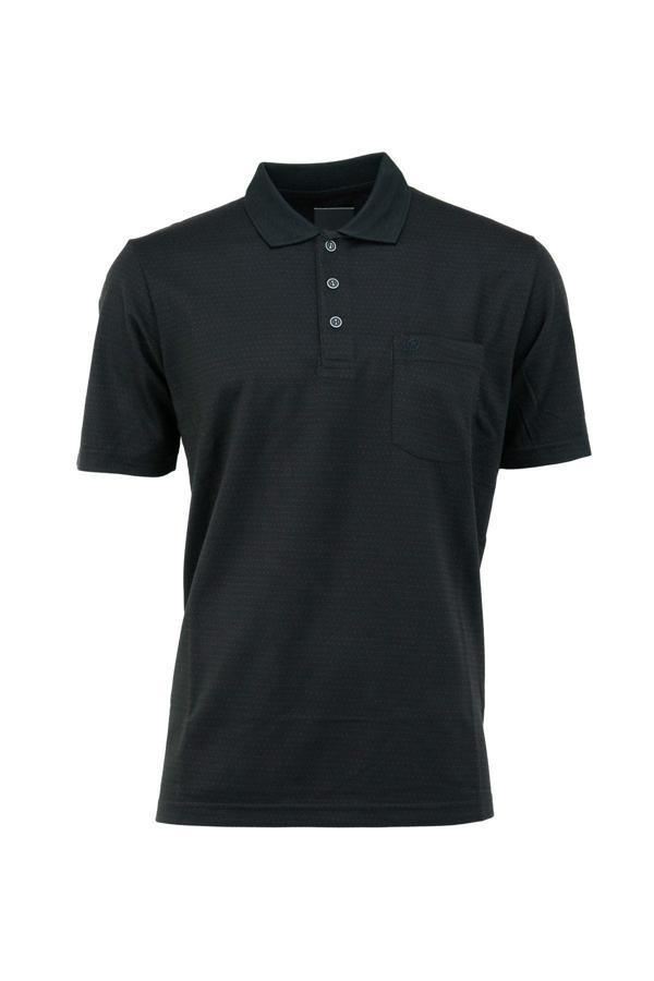 Oppland Erkek Polo Yaka Cepli Kısa Kollu Tam Kalıp Normal Kesim Pamuklu Kumaş T-Shirt Siyah M - Image 1