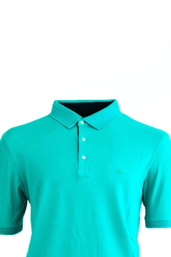 Oppland Erkek Turkuvaz Polo Yaka Kısa Kollu T-Shirt Cepsiz Slim Fit Lacos Kumaş Turkuaz L - Image 1