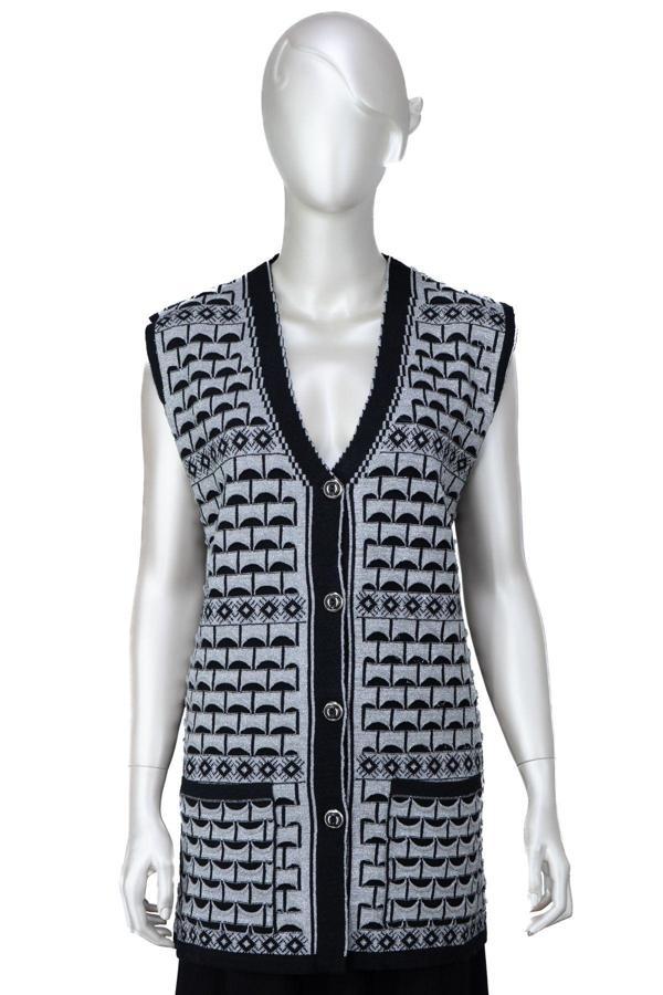 Oppland Kadın Kışlık Anne Yelek Pamuklu Triko Örme Şirin Simli Önden Düğmeli Çift Cepli Rahat Kesim Gri 2XL - Image 1