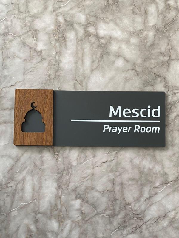 Wooden Serisi Pleksi Mescid Departman Kapı Isimliği Yönlendirme Levhası - Image 1