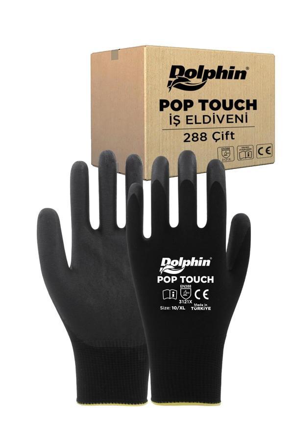 Dolphin Polyester Nitril İş Eldiveni Beyaz/sarı Pon5 9-l 288 Çift - Koli - Image 1