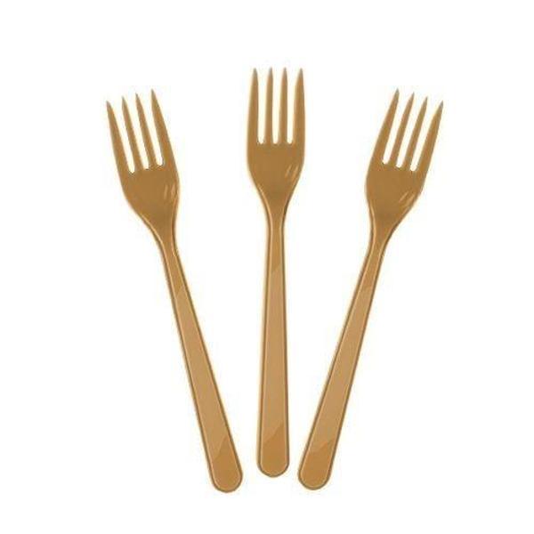 Sarı Renk Lüks Plastik Çatal 25 Adet - Image 1