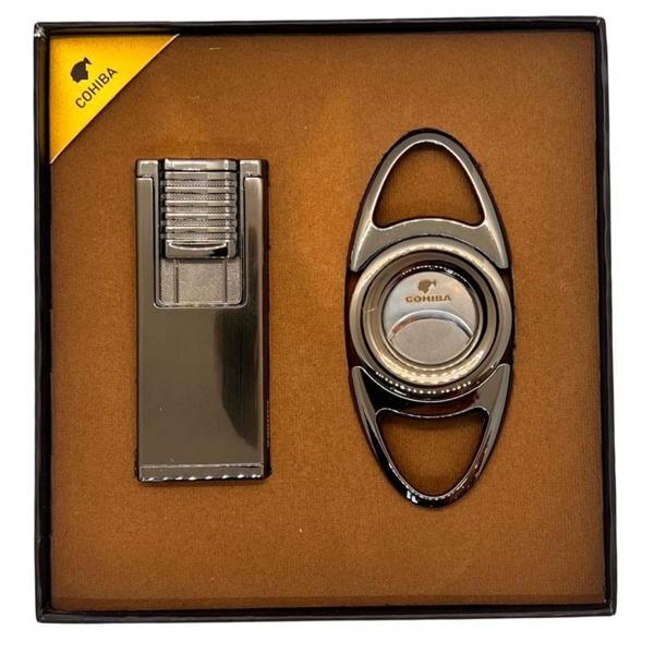 Cohiba Çift Torch Çakmak Kesici İkili Gunmetal Puro Seti CST0228 - Image 1