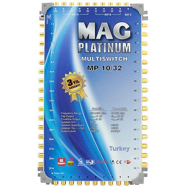 Ayt Mag Platinum 10-32 Sonlu Çanak Anten Uydu Digitürk Destekli Apartman Site Tipi Uydu Santrali + Adaptör - Image 1