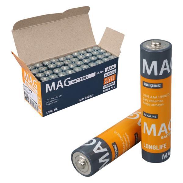 Mag Batteries MG-26174 Alkalin AAA 40'Lı İnce Kalem Pil Kumanda Pili (AAA, LR03, AM-4) - Image 1
