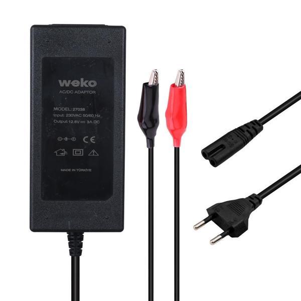 Weko 12.6 Volt - 3 Amper Krokodil Uçlu Ledli Yerli Üretim Masaüstü Şarj Adaptörü - Image 1
