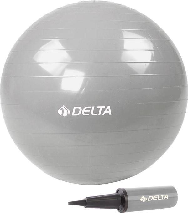 Delta 65 cm Silver Deluxe Pilates Topu Ve Çift Yönlü Pompa Seti - Image 1