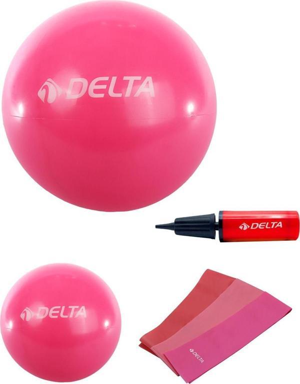Delta 65 cm-20 cm Pilates Topu 3'lü Pilates Bandı Egzersiz Direnç Lastiği Pilates Topu Pompası Seti - Image 1