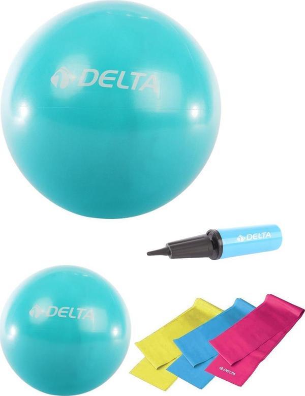Delta 65 cm-20 cm Pilates Topu 3'lü Pilates Bandı Egzersiz Direnç Lastiği Pilates Topu Pompası Seti - Image 1