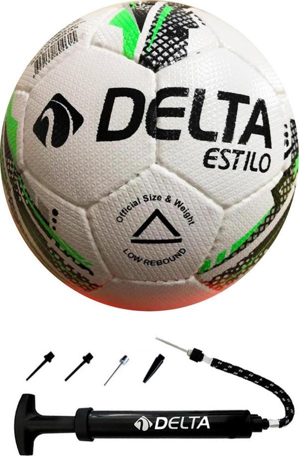 Delta Estilo 4 Numara El Dikişli Futsal Topu Salon Futbolu Topu +  Çok Fonksiyonel Top Pompası Seti - Image 1