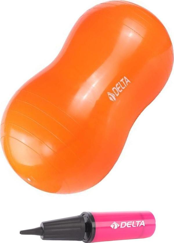 Delta Fıstık Şekilli Turuncu Pilates Topu + Pilates Topu Pompası - Image 1