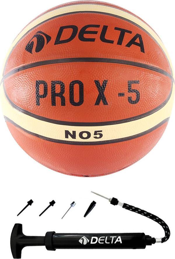Delta Pro X Deluxe Kauçuk 5 Numara Basketbol Topu + Top Pompası - Image 1