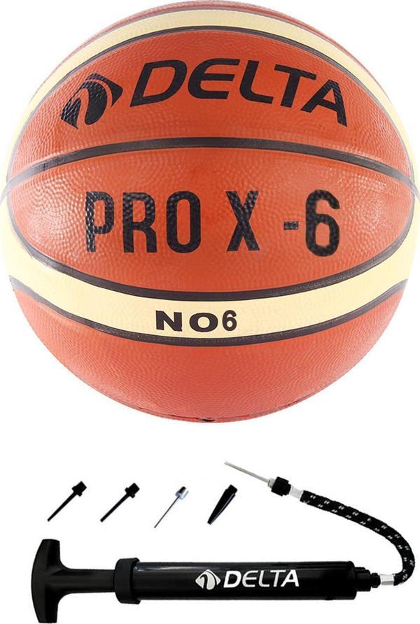 Delta Pro X Deluxe Kauçuk 6 Numara Basketbol Topu + Top Pompası - Image 1