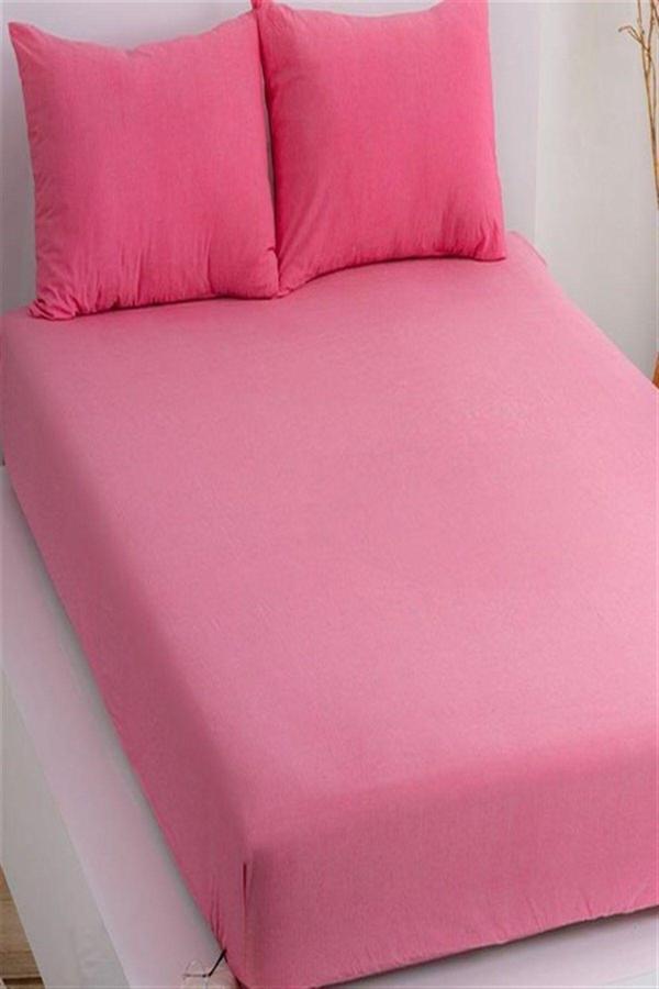 More Home Çift Kişilik Lastikli Çarşaf Takımı Yastık Kılıfı Fuşya - Image 1